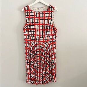 Donna Morgan Red and Black A-Line‎ Midi Dress
